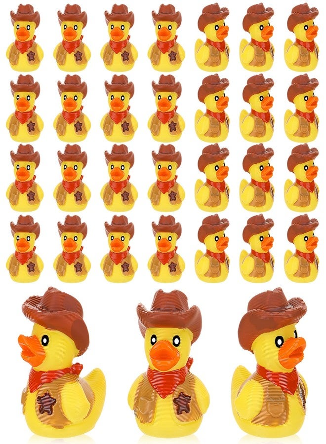 GGSTDDUP 32Pcs 3D Printed Ducks Toy Figures, Mini Ducks Bulk, Tiny Duck Figurine Dress up Toy for Party Favors Decorations for Crafts DIY Landscape Dollhouse Fairy Garden (Cowboy Duck) - Image 1
